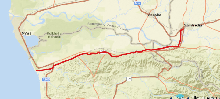 2010 - Georgia, East-West Highway Section Samtredia-Grigoleti (map).png